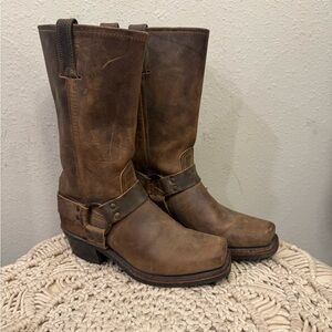 Frye Brown Leather Western Boots